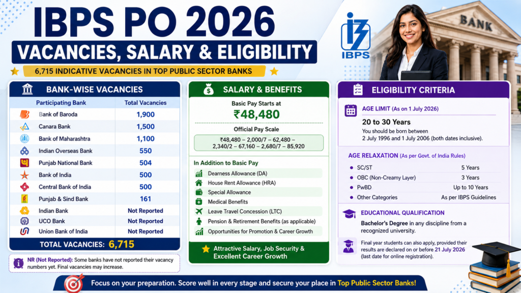 IBPS PO Notification 2026: Exam Dates, 6,715 Vacancies, Eligibility, Salary & Complete Guide ibps 2026